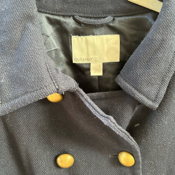 Old Navy Wool Blend Classic Pea Coat. Gold Buttons. Pockets. EUC. Nautical. Lg - Picture 7 of 15
